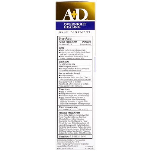 A+D Overnight Diaper Rash Ointment - Lavender & Oatmeal - Soothes & Protects - 3.6oz